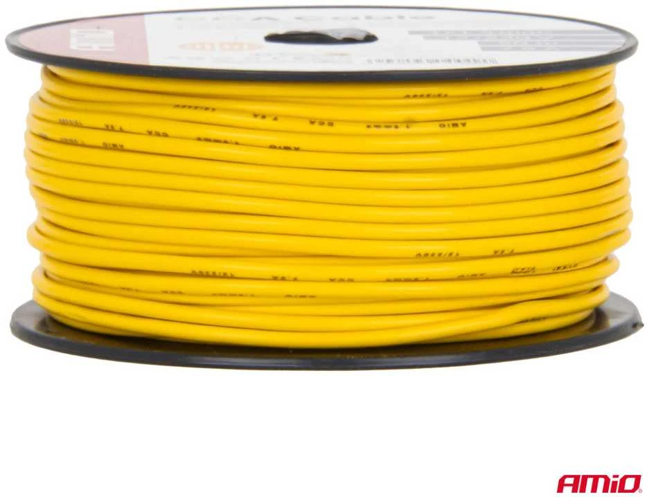 Viengyslis CCA kabelis, geltonas, 1x1.5mm² 50m 7.5A 12/230V AMIO-04449