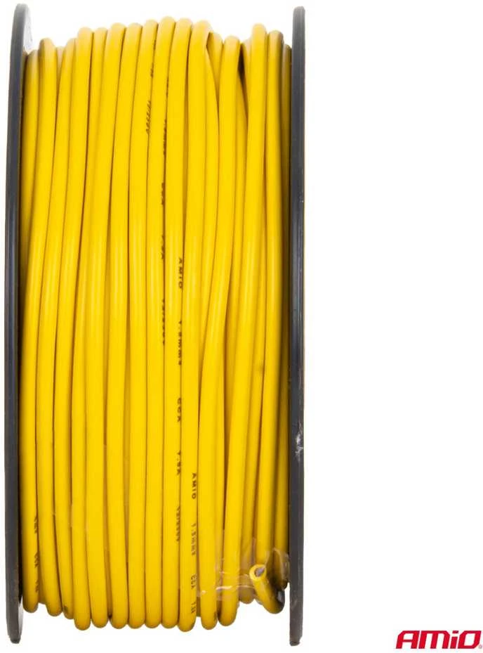 Viengyslis CCA kabelis, geltonas, 1x1.5mm² 50m 7.5A 12/230V AMIO-04449