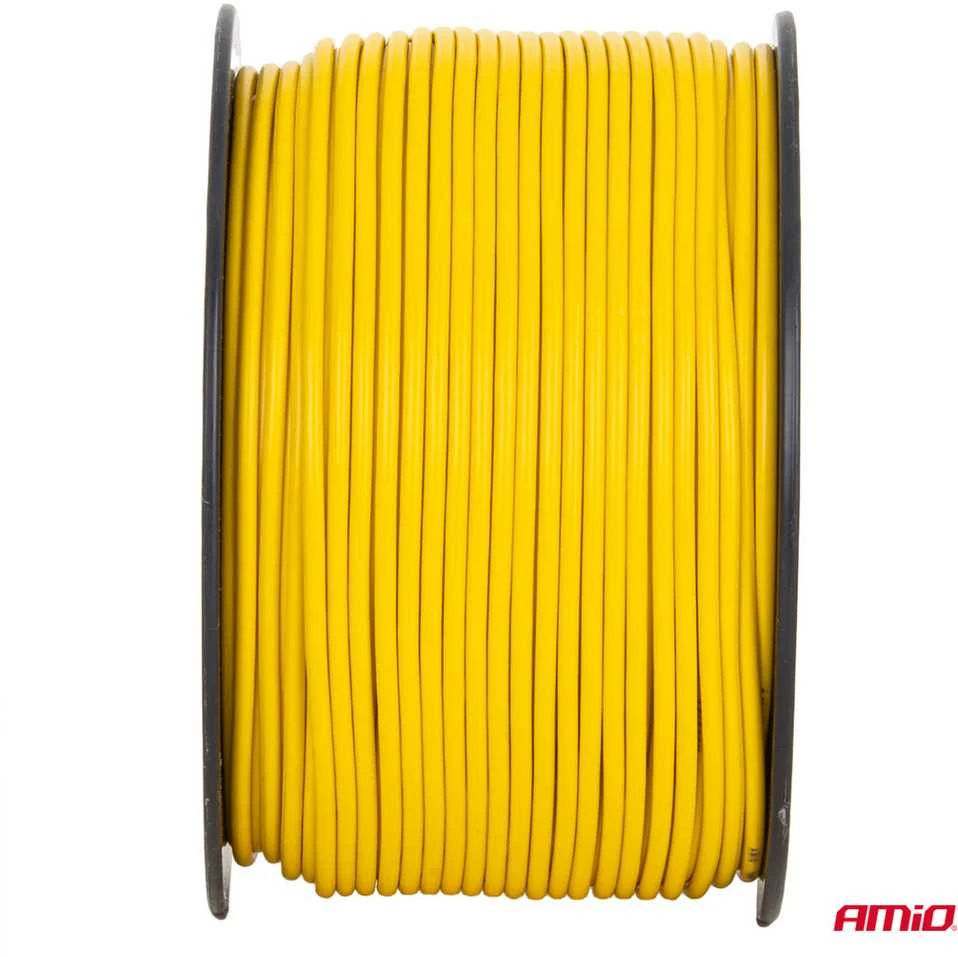 Viengyslis CCA kabelis, geltonas, 1x1mm² 100m 5A 12/230V AMIO-04448