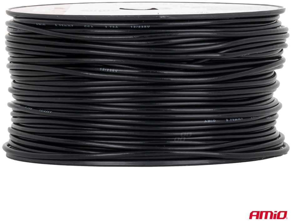 Viengyslis CCA kabelis, juodas, 1x0,75 mm² 100 m 12/230V AMIO-04453