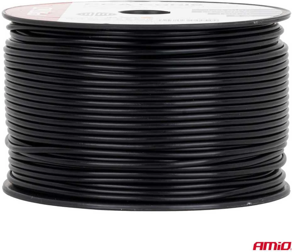 Viengyslis CCA kabelis, juodas, 1x1mm² 100m 5A 12/230V AMIO-04454