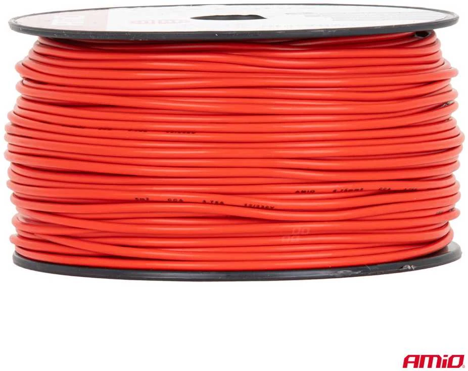 Viengyslis CCA kabelis, raudonas, 1x0.75mm² 100m 3.75A 12/230V AMIO-04450