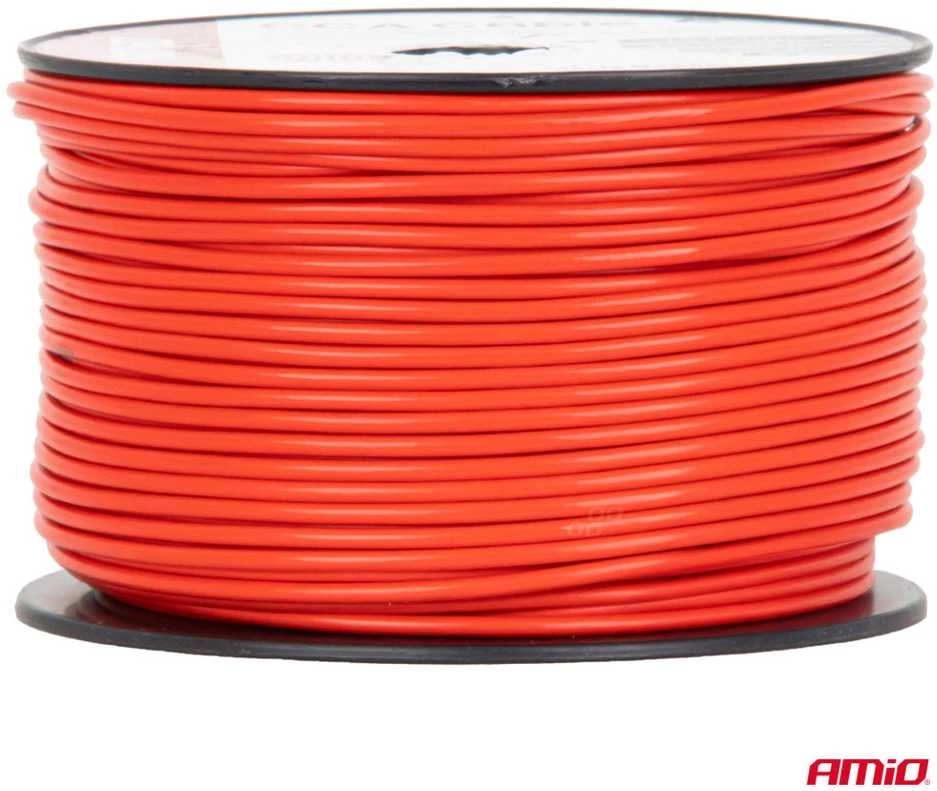 Viengyslis CCA kabelis, raudonas, 1x1mm² 100m 5A 12/230V AMIO-04451