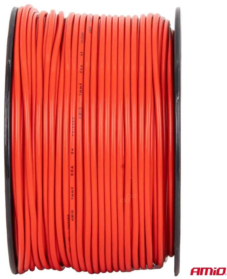 Viengyslis CCA kabelis, raudonas, 1x1mm² 100m 5A 12/230V AMIO-04451