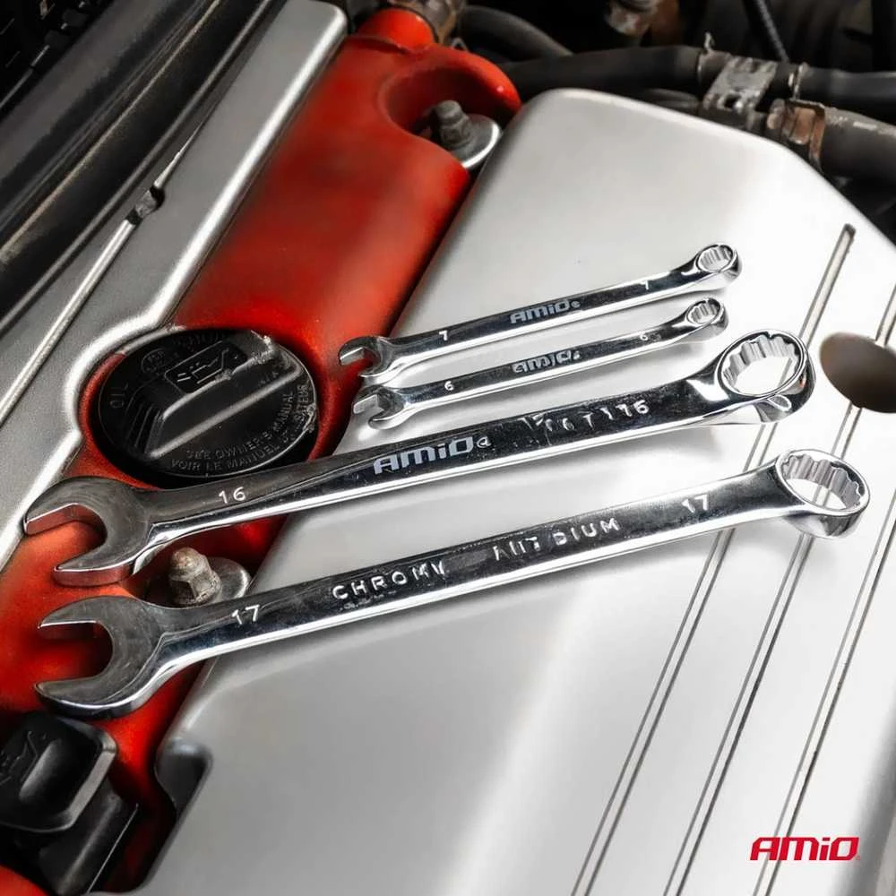 Žiedinių ir plokščių raktų rinkinys, 25 vnt., 6–32 mm, CRV AMIO-04195