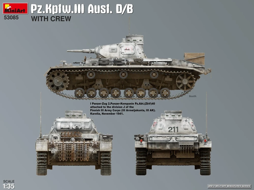 1/35 Pz.Kpfw. III Ausf. D/B plastikinis tanko modelis su įgula Miniart