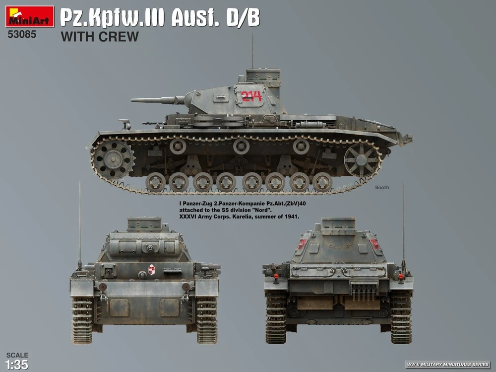 1/35 Pz.Kpfw. III Ausf. D/B plastikinis tanko modelis su įgula Miniart