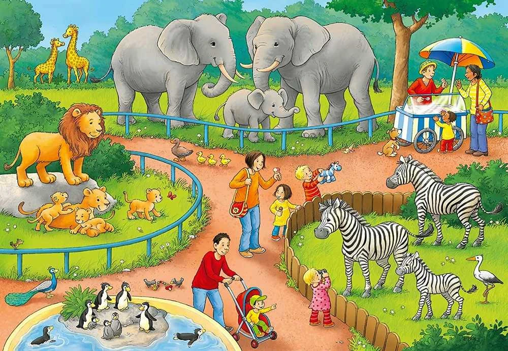 Ravensburger Dėlionė 2x24 vnt. - Diena zoologijos sode