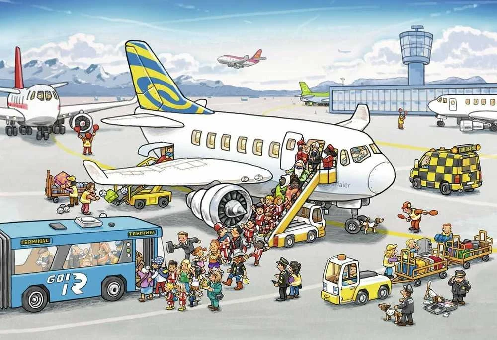 2X24 Puzzles: Around The Airplane - RAVENSBURGER dėlionė