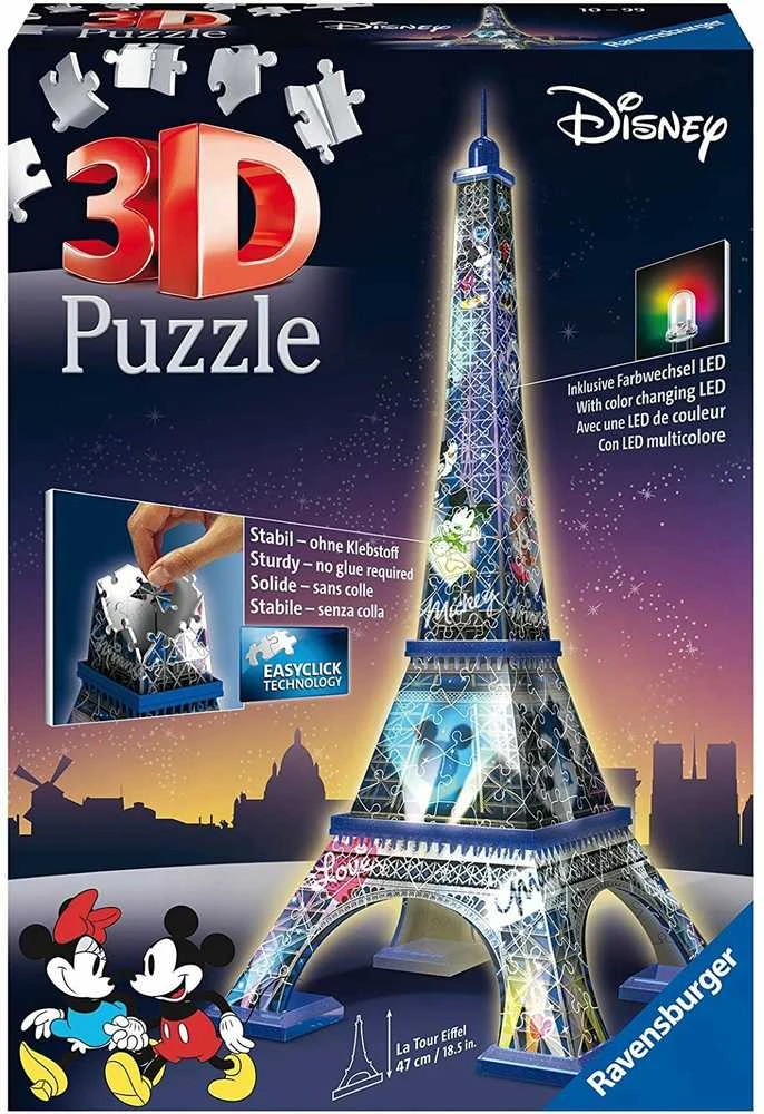 3D galvosūkis Disney Eifelio bokštas su šviesa - RAVENSBURGER 3D dėlionė