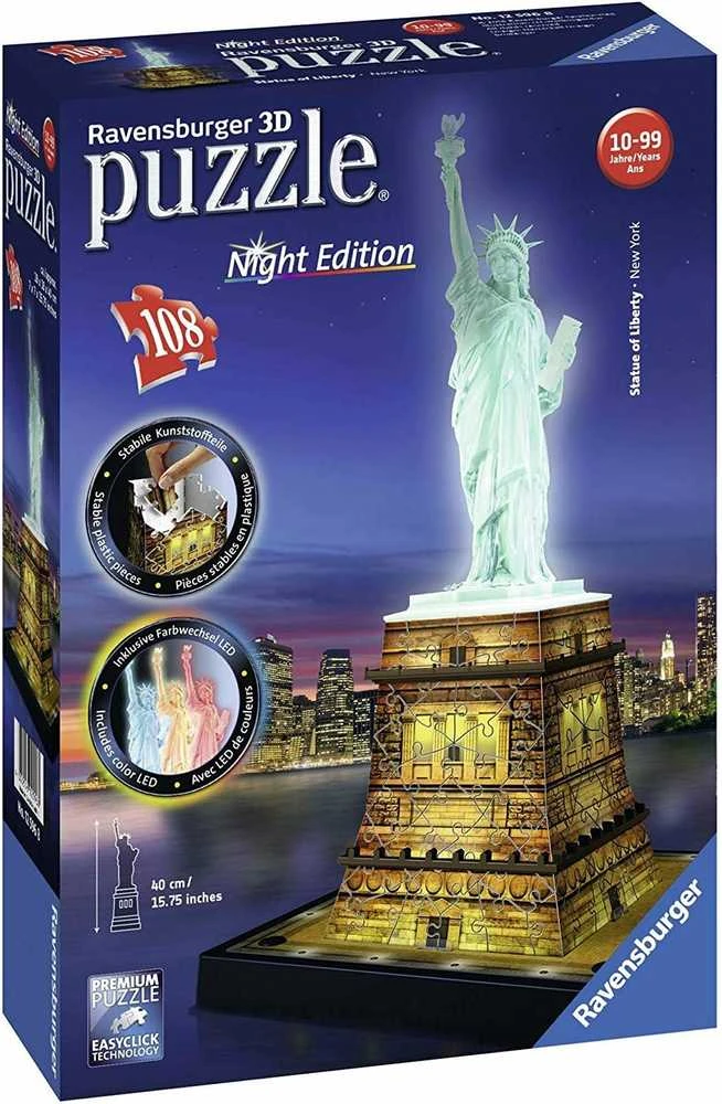 3D galvosūkis Laisvės statula su šviesomis - RAVENSBURGER dėlionė