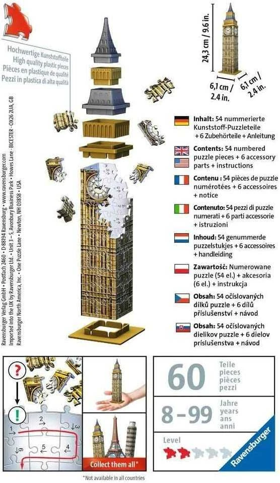 RAVENSBURGER 3D mini dėlionė Big Benas, 54d., 11246