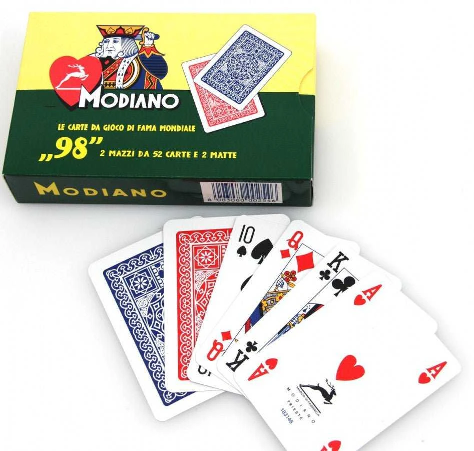 ''98'' Pokerio Kortų 2 Kaladžių Rinkinys Modiano (Raudonos Ir Mėlynos)