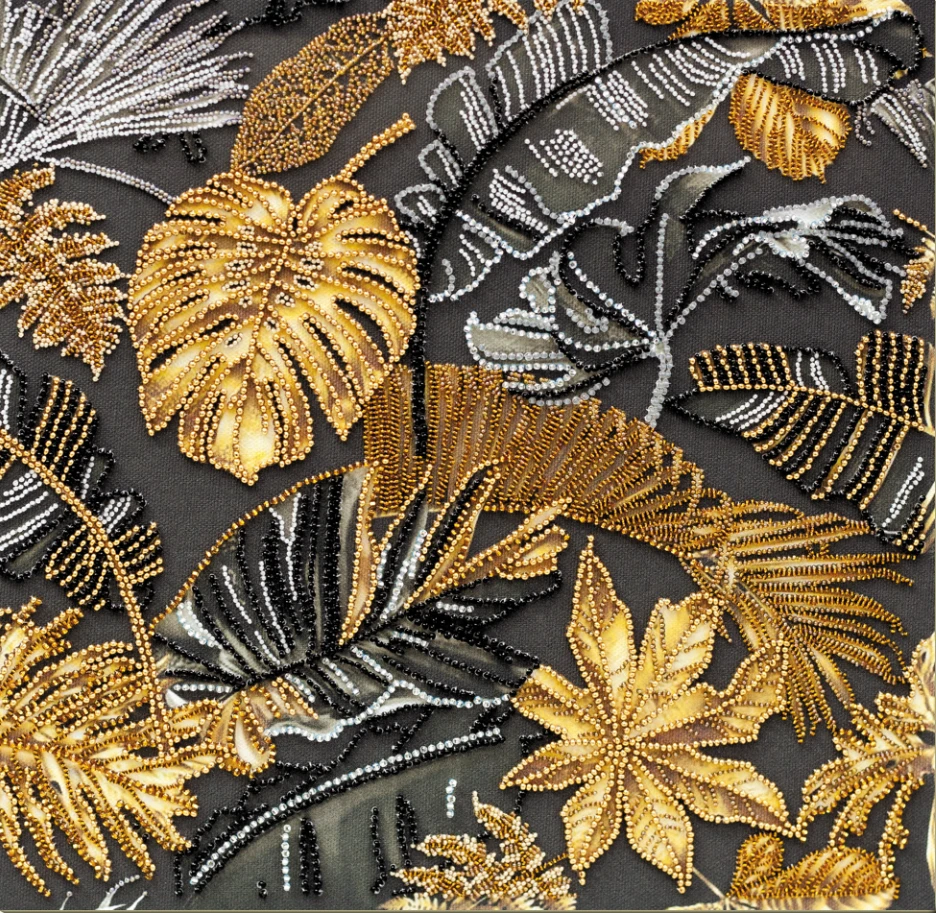 Abris Art „Auksiniai tropikai“ karoliukų siuvinėjimo rinkinys sienos dekorui