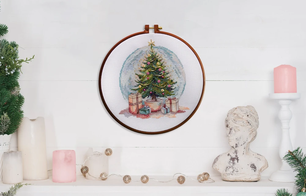Abris Art Kalėdinis siuvinėjimo kryželiu rinkinys „Kalėdų laukimas“ su karoliukais