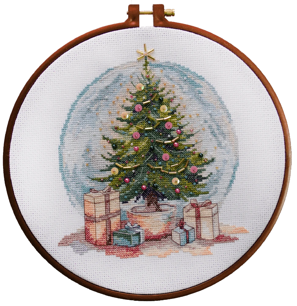 Abris Art Kalėdinis siuvinėjimo kryželiu rinkinys „Kalėdų laukimas“ su karoliukais