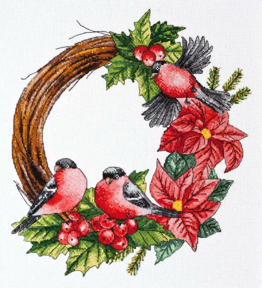 Abris Art Kalėdinis vainikas „Žiemos pasaka“ siuvinėjimo rinkinys 25x27 cm