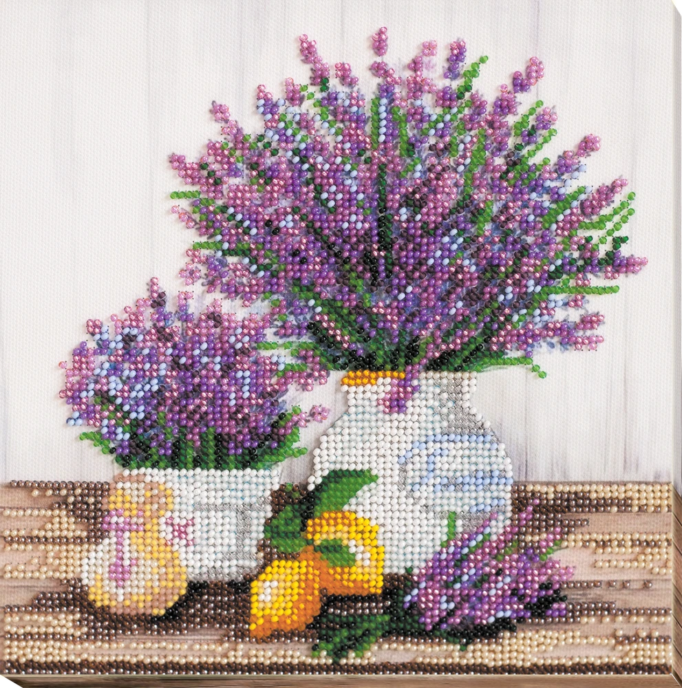 Abris Art Karoliukų siuvinėjimo rinkinys „Levandų aromatas“ su rėmeliu