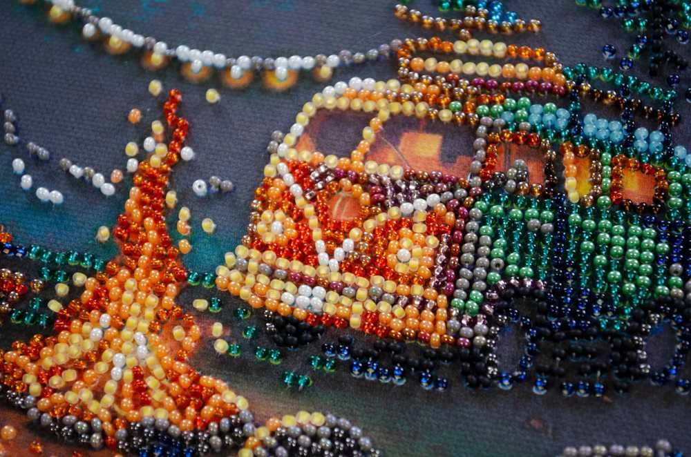 Abris Art Karoliukų siuvinėjimo rinkinys „Stovyklavimas po žvaigždėmis“ 20x20