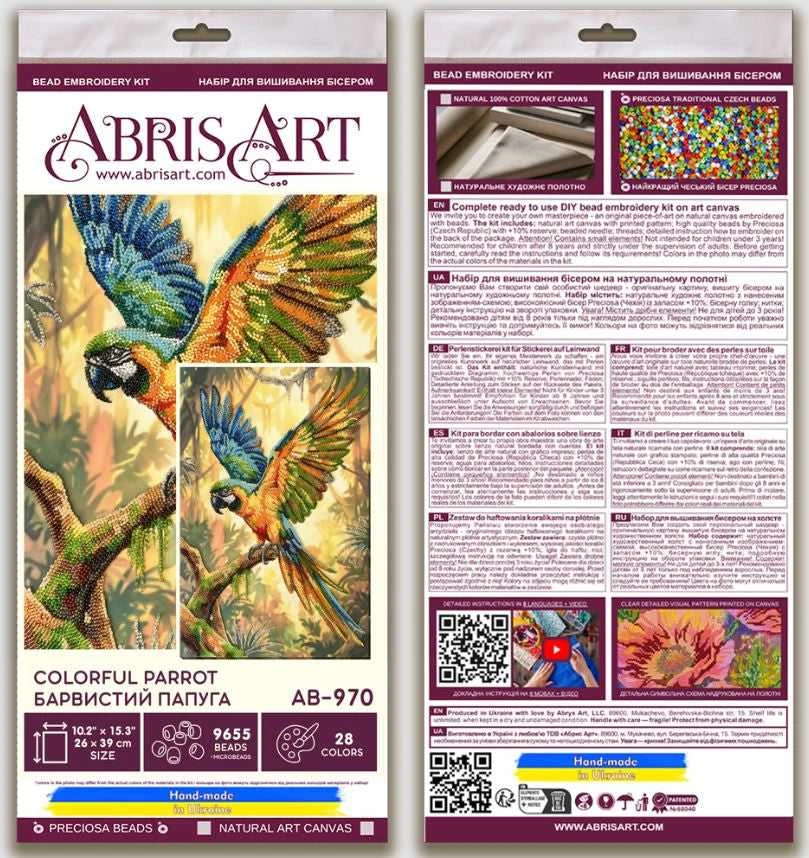 Abris Art Karoliukų siuvinėjimo rinkinys „Spalvinga papūga“ 26x39 cm AAB-970