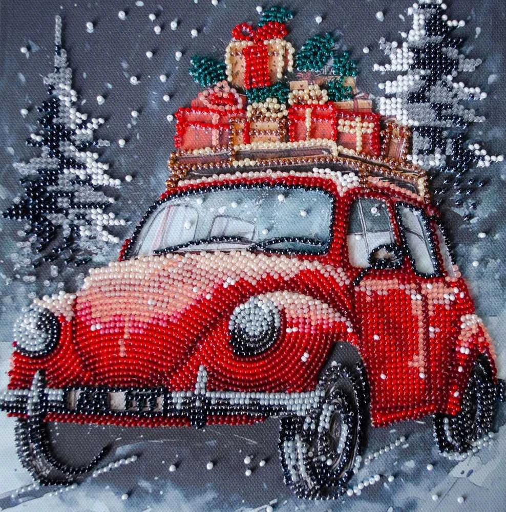 Abris Art Karoliukų siuvinėjimo rinkinys Šventinis pristatymas 20x20 cm