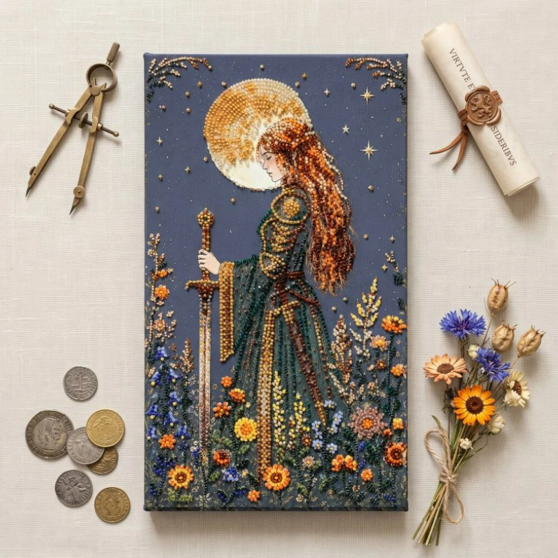Abris Art Karoliukų siuvinėjimo rinkinys „Mėnulio mergelė“ 16x28 cm