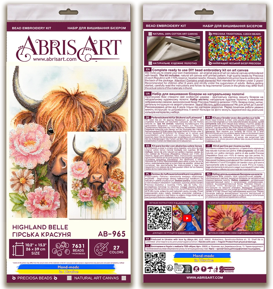 Abris Art Karoliukų siuvinėjimo rinkinys „Highland Belle“ 26x39 cm AAB-965