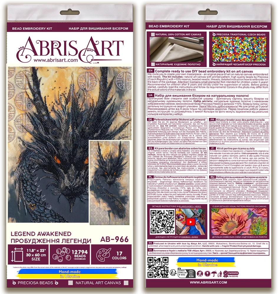 Abris Art Karoliukų siuvinėjimo rinkinys „Prabudusi legenda“ 30x60 cm