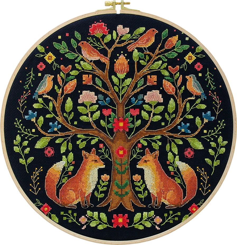 Abris Art Rinkinys kryželiu siuvinėjimui „Miško pasakų medis“ 30x30 cm
