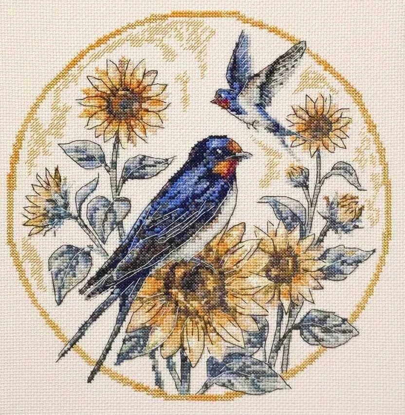 Abris Art Kryželių siuvinėjimo rinkinys „Kregždžių melodija“ 24x24 cm