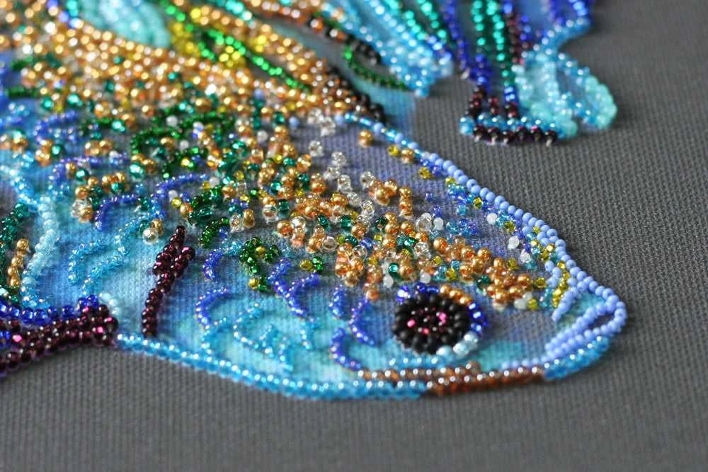 Abris Art mėlynai auksinis gyvūnų paveikslo siuvinėjimo rinkinys karoliukais