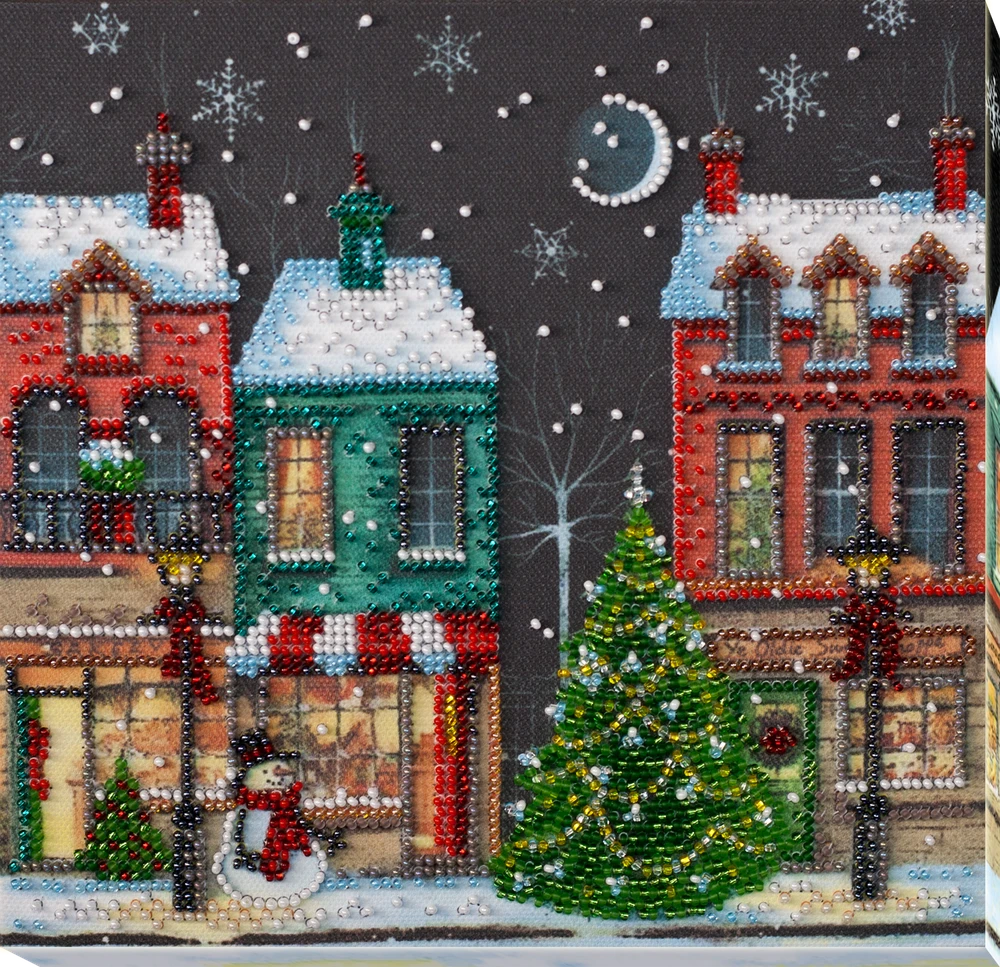 Abris Art Miesto žiemos pasaka – karoliukų siuvinėjimo rinkinys 20x20 cm