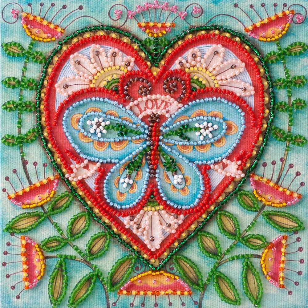 Abris Art Mini biserio siuvinėjimo rinkinys „Vasarinė širdis“ 15x15 cm