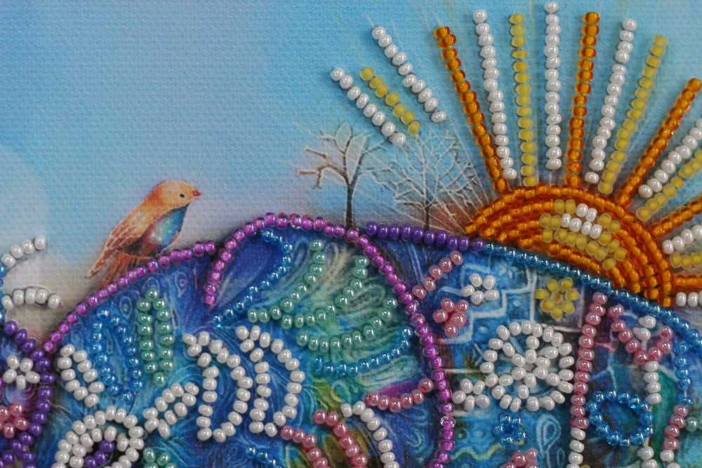 Abris Art Mini karoliukų siuvinėjimo rinkinys „Neoninis dramblys“ 15x15 cm