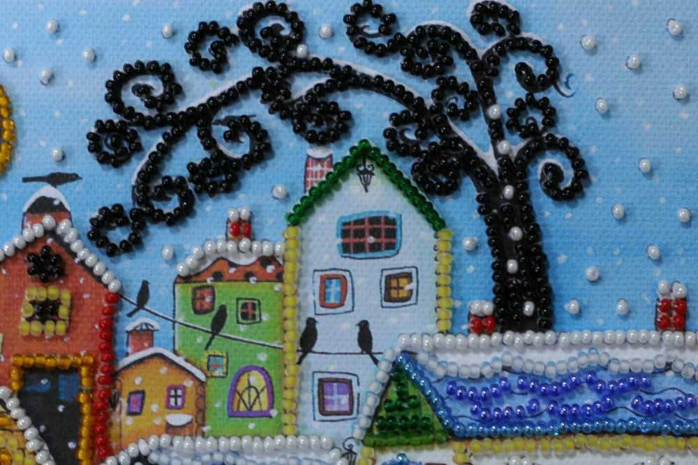 Abris Art Mini karoliukų siuvinėjimo rinkinys „Spalvingi namai“ 15x15 cm