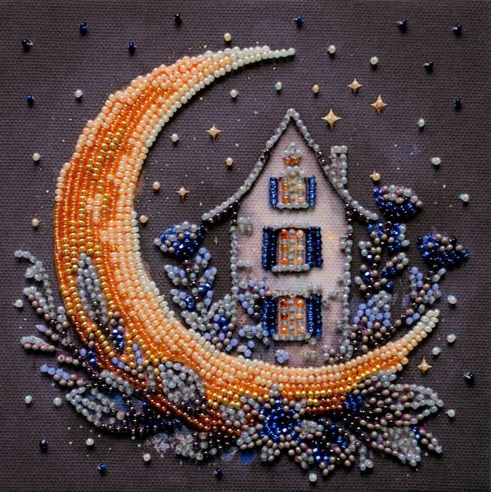 Abris Art Mini karoliukų siuvinėjimo rinkinys „Nakties dangaus magija“ 15x15 cm