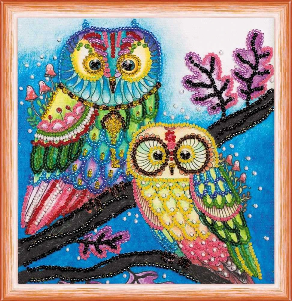 Abris Art Mini karoliukų siuvinėjimo rinkinys „Naktinė pora“ 15x15 cm
