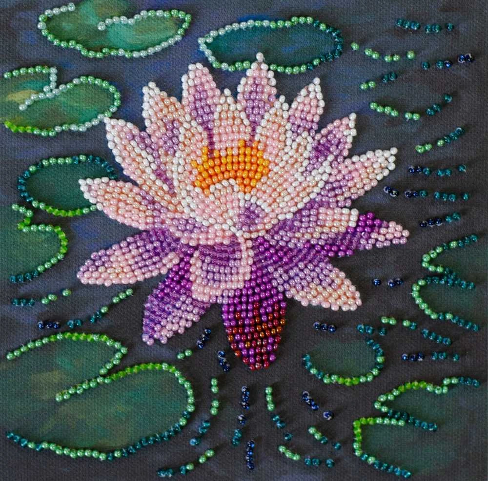 Abris Art Mini karoliukų siuvinėjimo rinkinys „Vandens lelija“ 15x15 cm