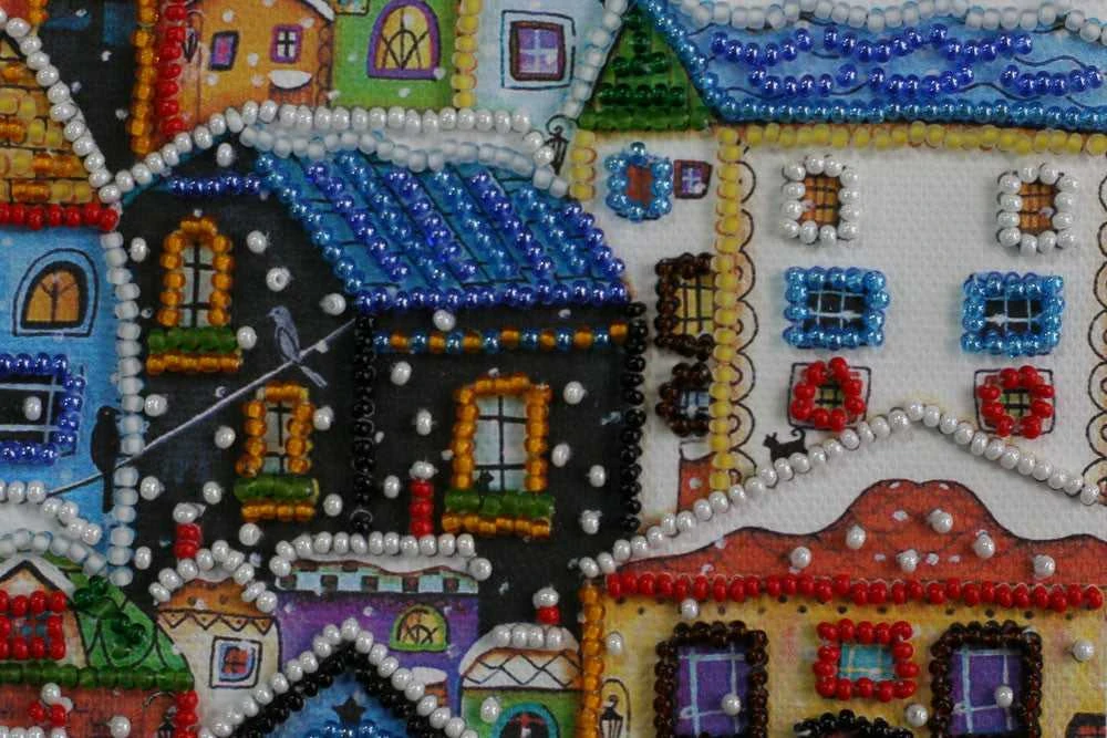 Abris Art Mini karoliukų siuvinėjimo rinkinys „Spalvingi namai“ 15x15 cm