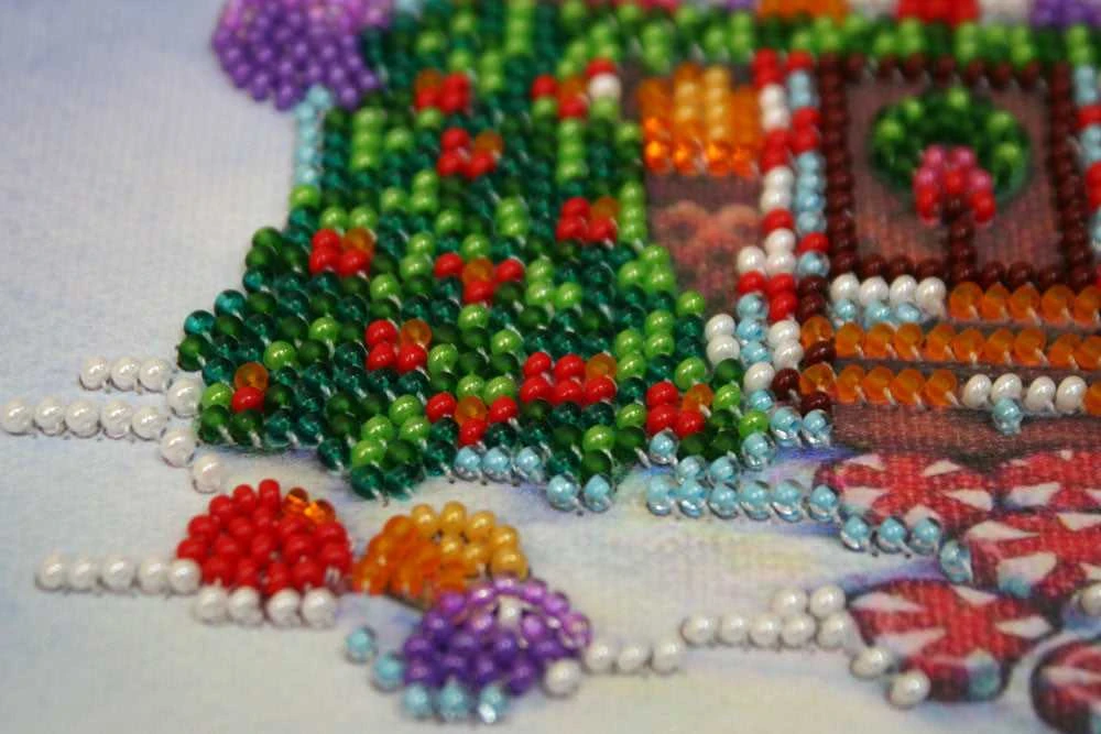 Abris Art Mini siuvinėjimo karoliukais rinkinys „Meduolinis namelis“ 15x15 cm