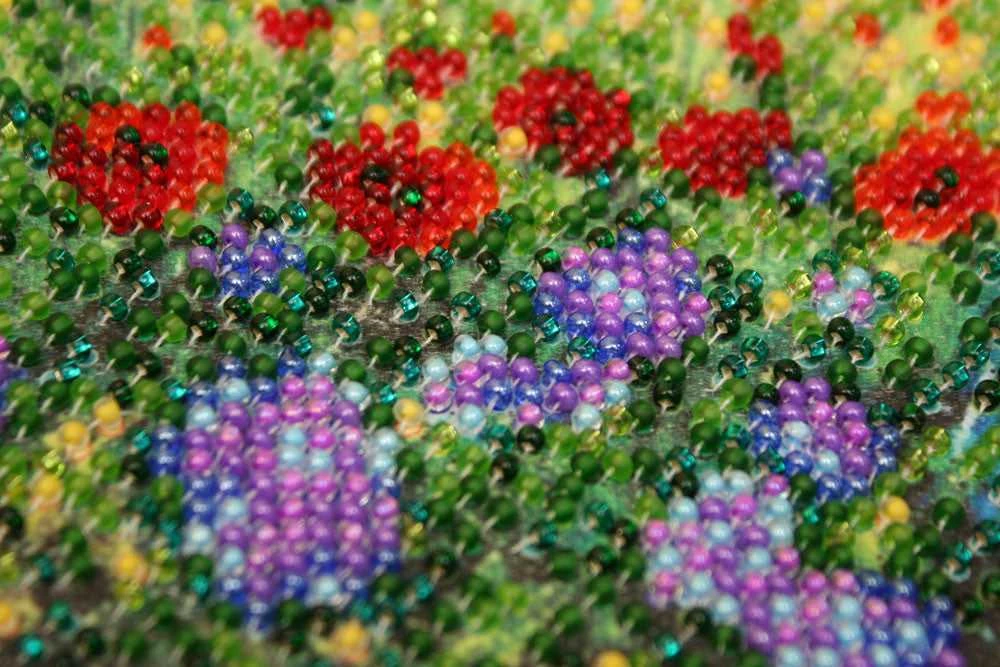 Abris Art Mini siuvinėjimo karoliukais rinkinys „Lauko pieva“, 15x15 cm