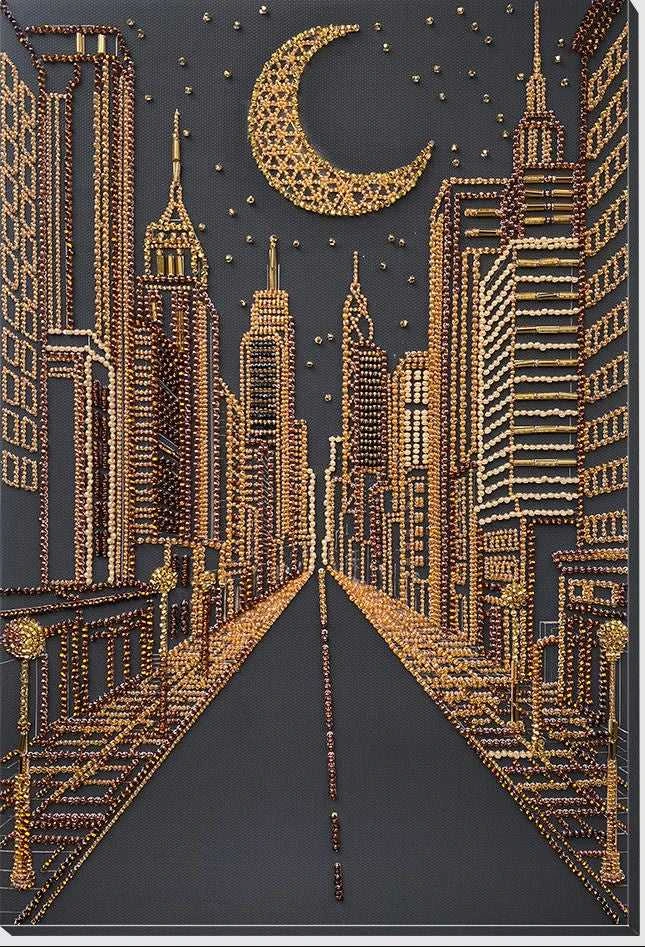 Abris Art Pagrindinis karoliukų siuvinėjimo rinkinys „Svajonių miestas“ 23x34 cm