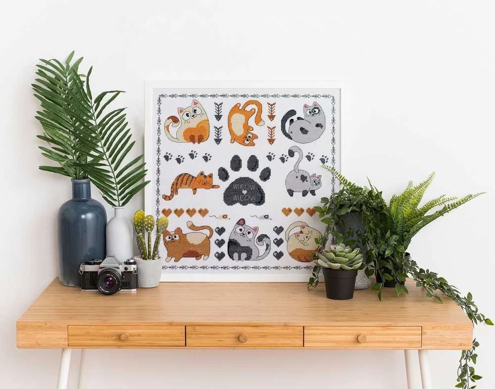 Abris Art Rinkinys siuvinėjimui kryželiu „Meow-meow“ katė 35x35 cm AAH-281