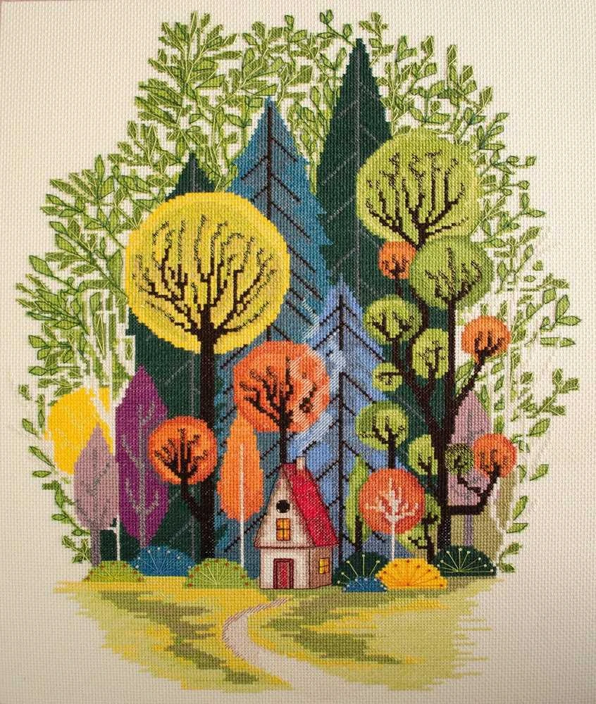 Abris Art Siuvinėjimo kryželiu rinkinys „Jauku miške“, 14 ct, 32×41 cm, 25 spalvų