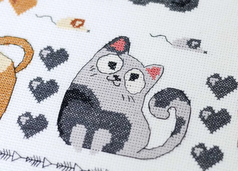 Abris Art Rinkinys siuvinėjimui kryželiu „Meow-meow“ katė 35x35 cm AAH-281