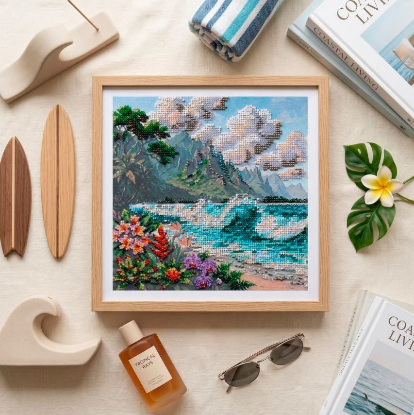 Abris Art Siuvinėjimo karoliukais rinkinys „Mėlynoji Laguna“, 20x20 cm