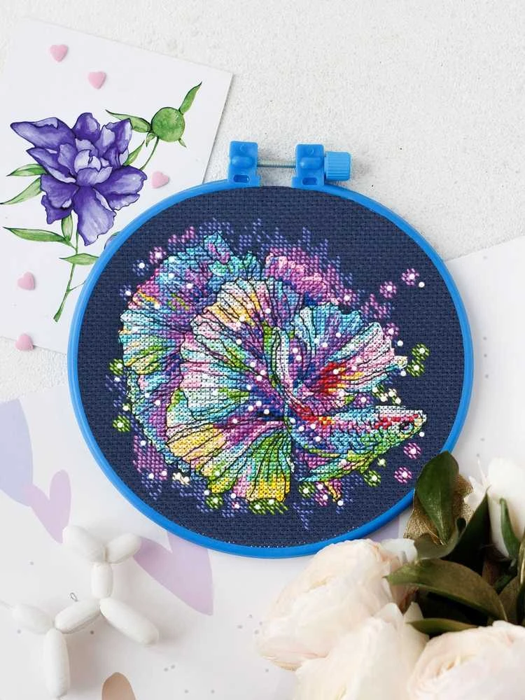 Abris Art Siuvinėjimo kryželiu rinkinys Neon blizgesys, PRECIOSA karoliukai, 15x15 cm