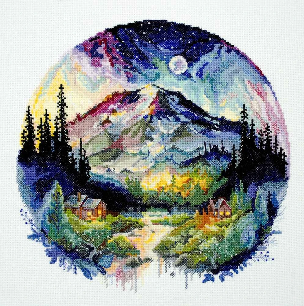 Abris Art Siuvinėjimo kryželiu rinkinys „Virš pasaulio“ su karoliukais, 23×23 cm 18 ct