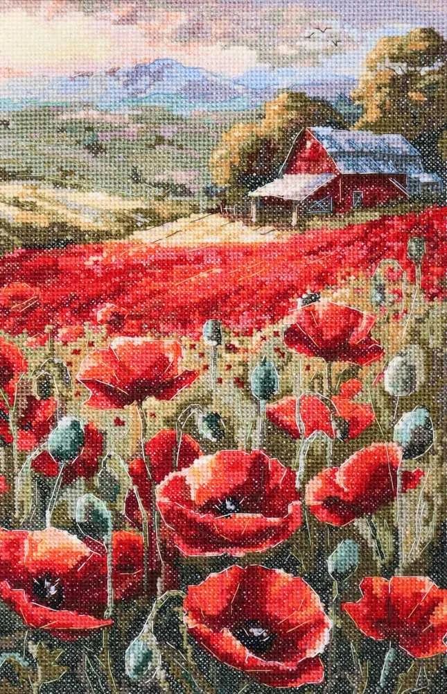 Abris Art Siuvinėjimo kryželiu rinkinys „Aguonos saulėlydyje“ 30x19 cm