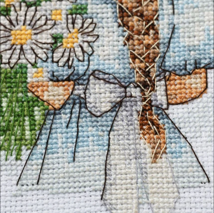 Abris Art Siuvinėjimo kryželiu rinkinys „Ramunės jai“ su lankeliu, 15x15 cm